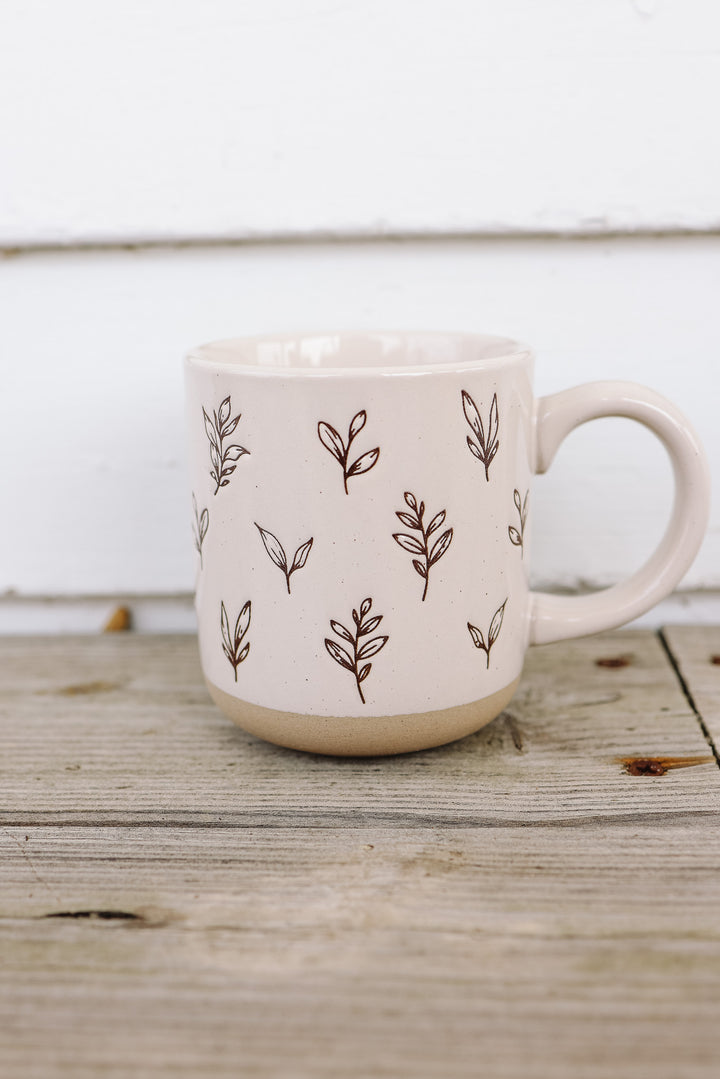 Brown Leaves Stoneware Coffee Mug