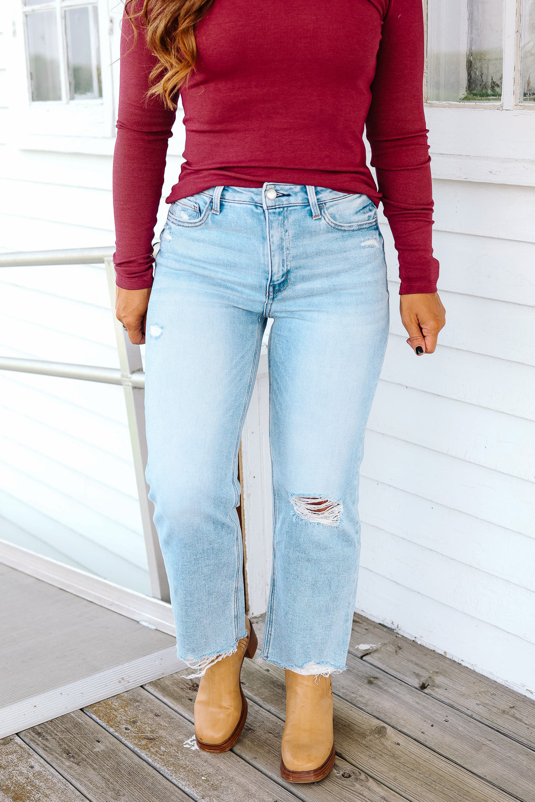 FLYING MONKEY: Ezra Distressed Crop Jeans