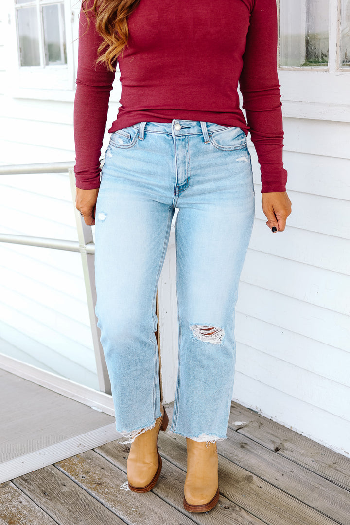 FLYING MONKEY: Ezra Distressed Crop Jeans