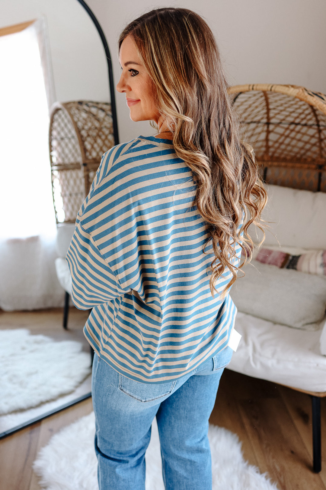 Jack Stripe Boyfriend Tee - Tan