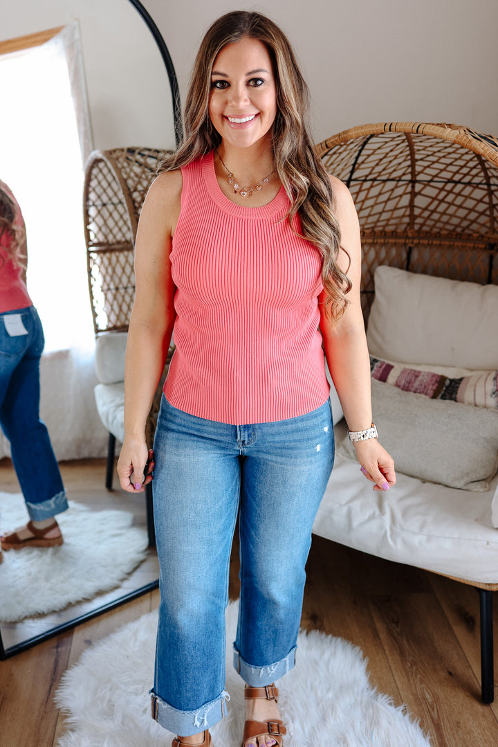 Jadine Knit Tank - Coral