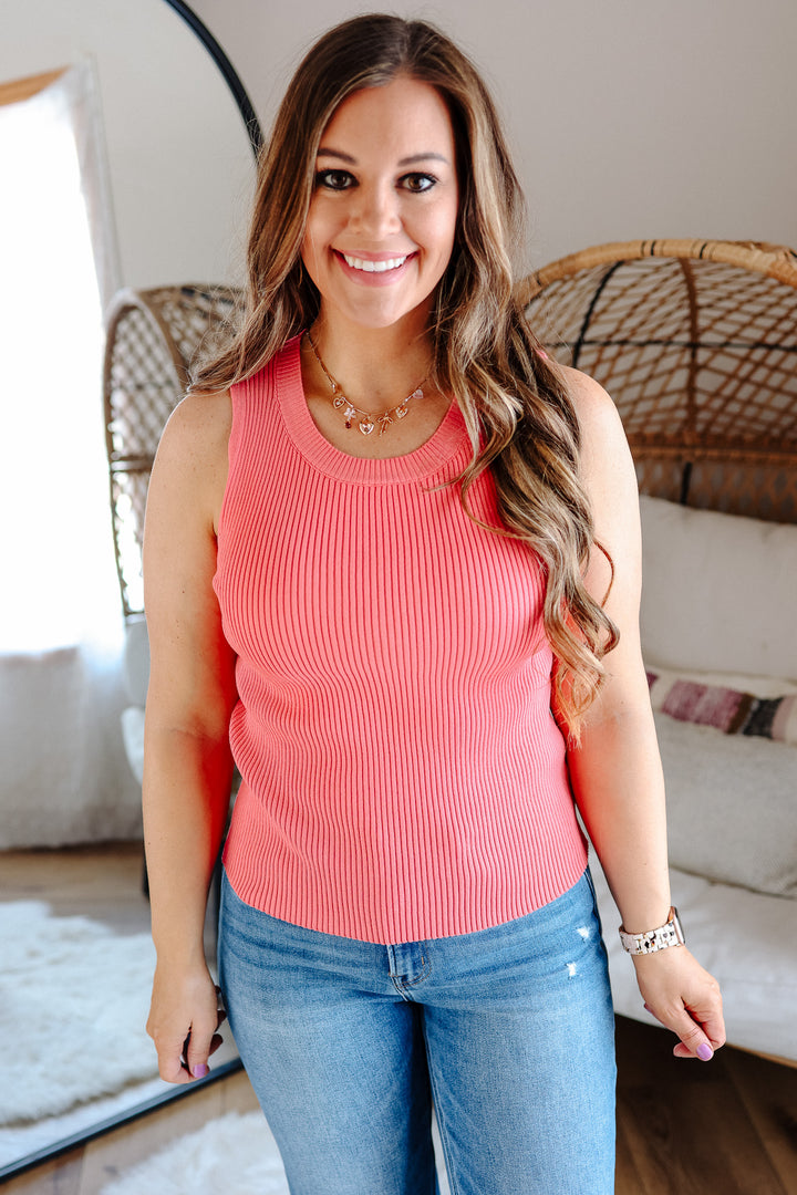 Jadine Knit Tank - Coral