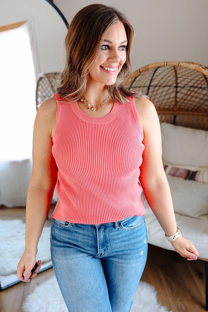Jadine Knit Tank - Coral