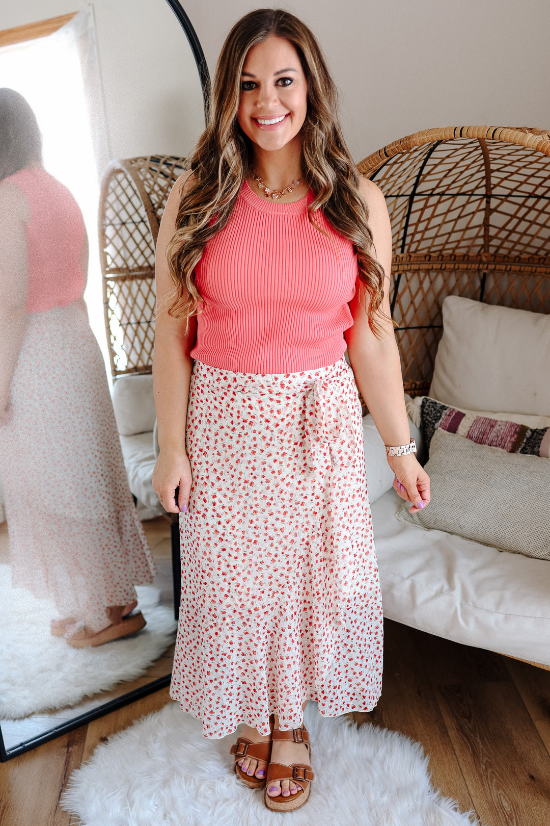 Grace Tie Waist Floral Tulip Hem Skirt