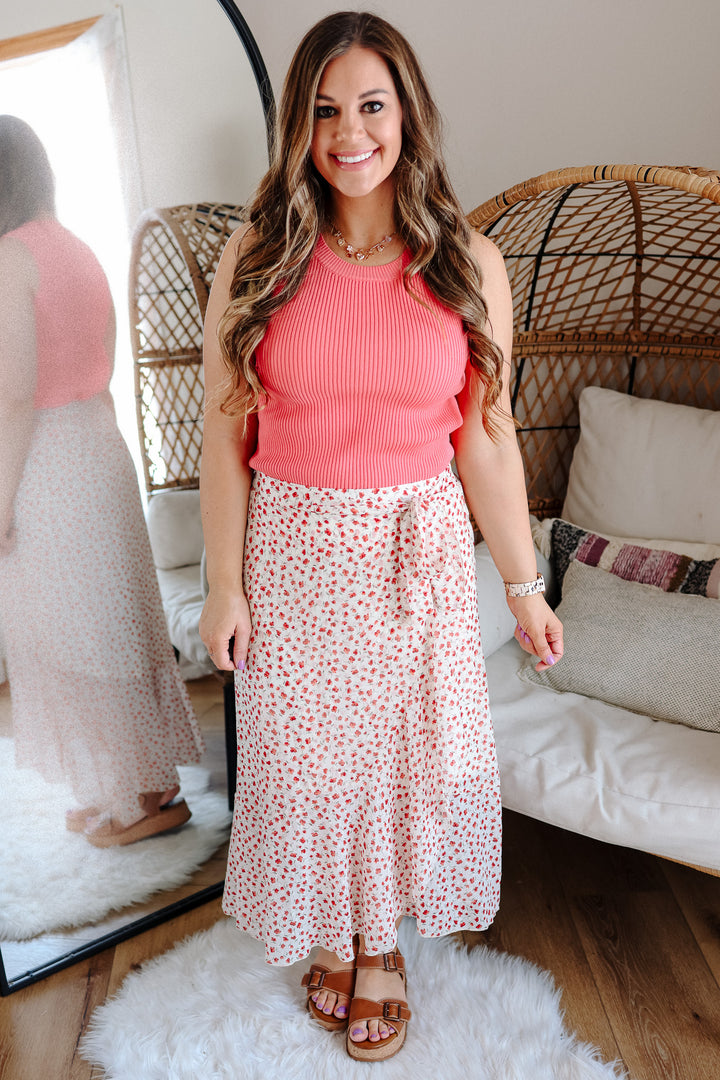 Grace Tie Waist Floral Tulip Hem Skirt