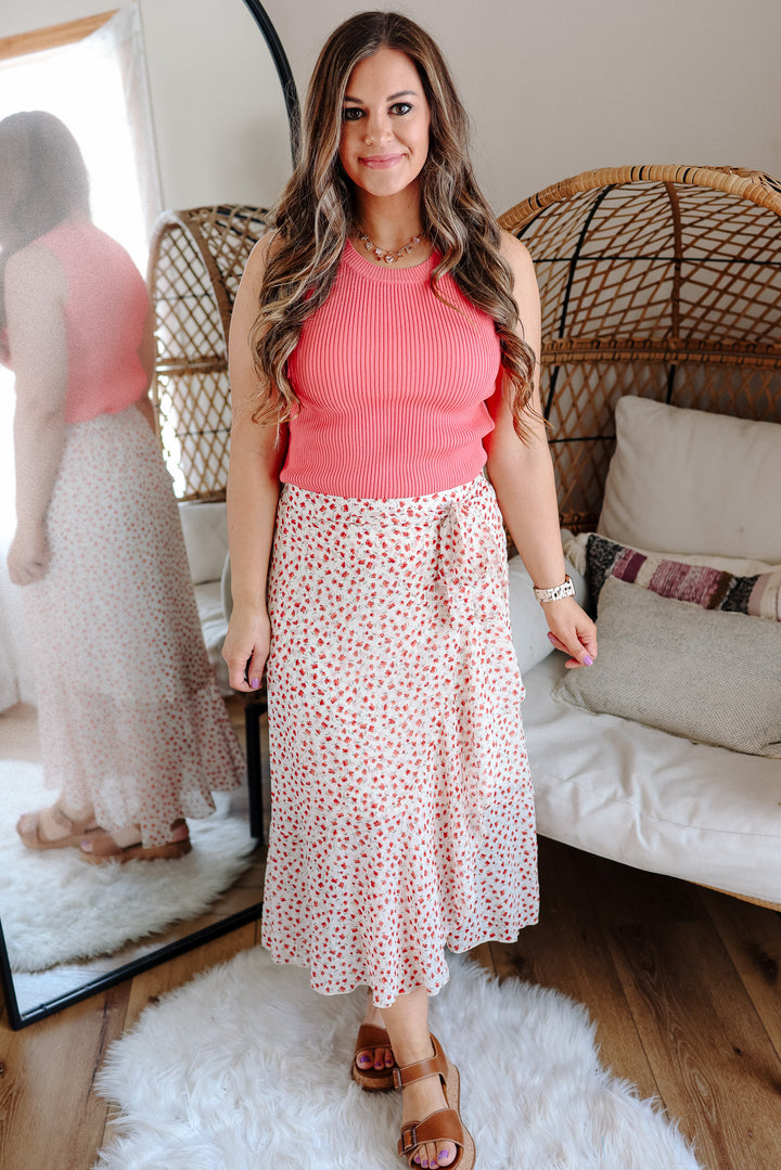 Grace Tie Waist Floral Tulip Hem Skirt