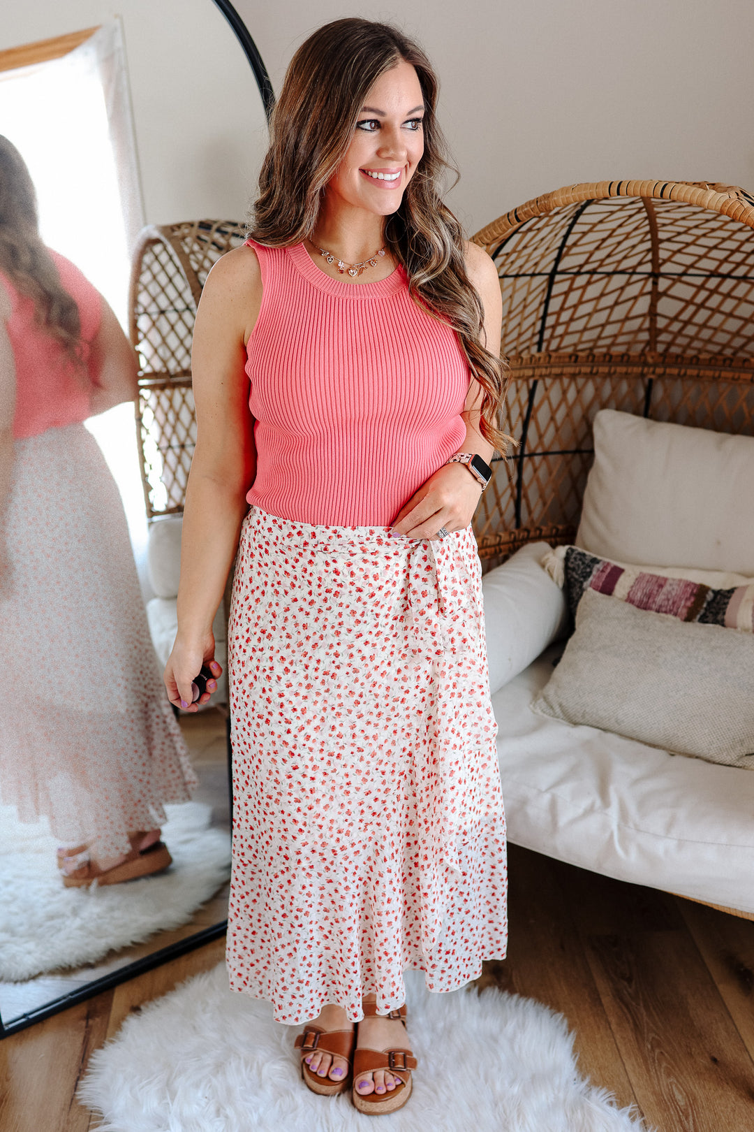 Grace Tie Waist Floral Tulip Hem Skirt