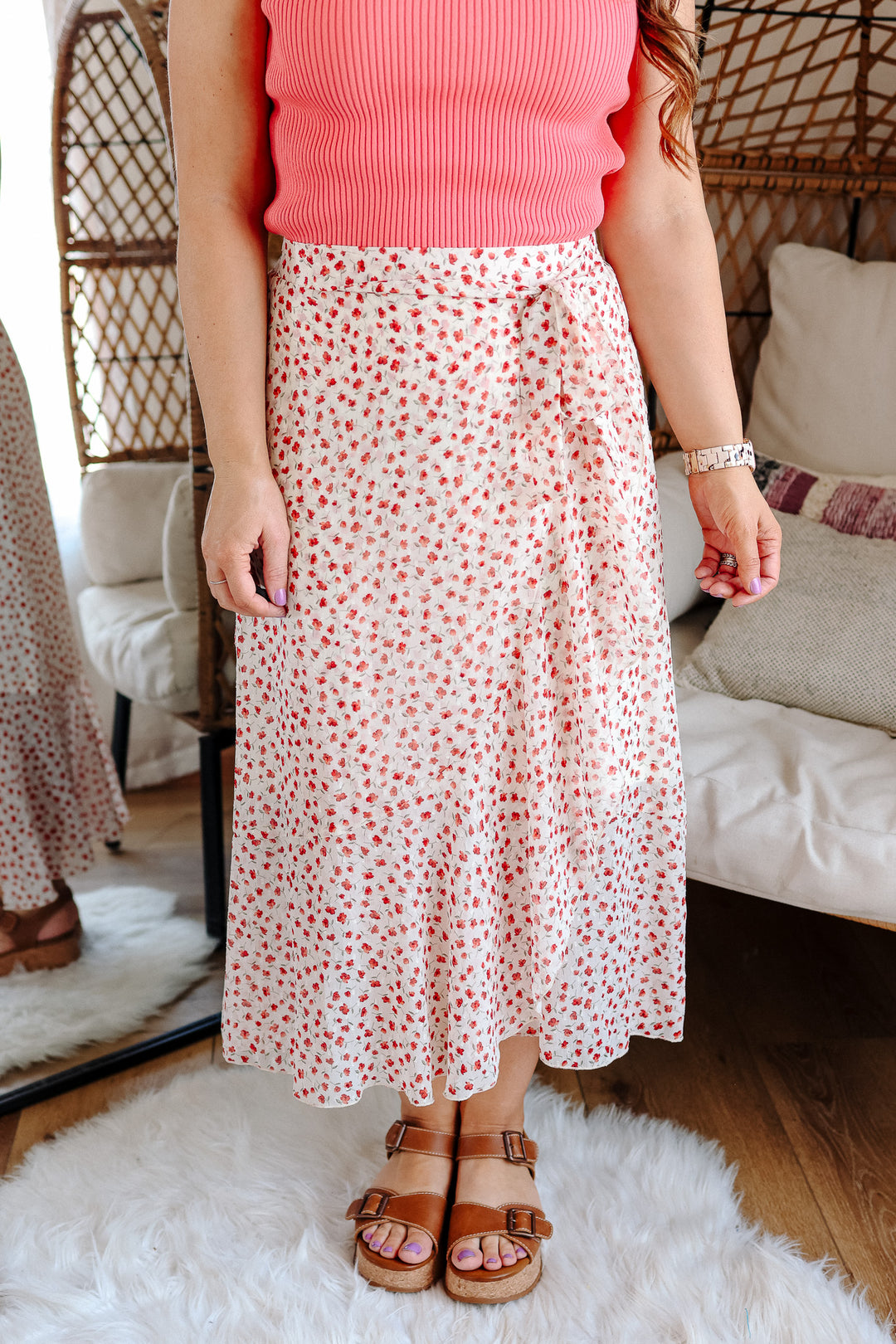 Grace Tie Waist Floral Tulip Hem Skirt