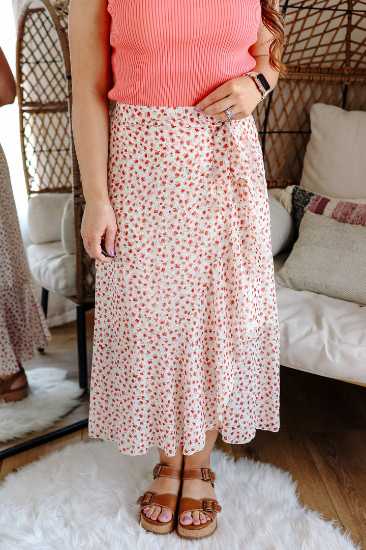 Grace Tie Waist Floral Tulip Hem Skirt