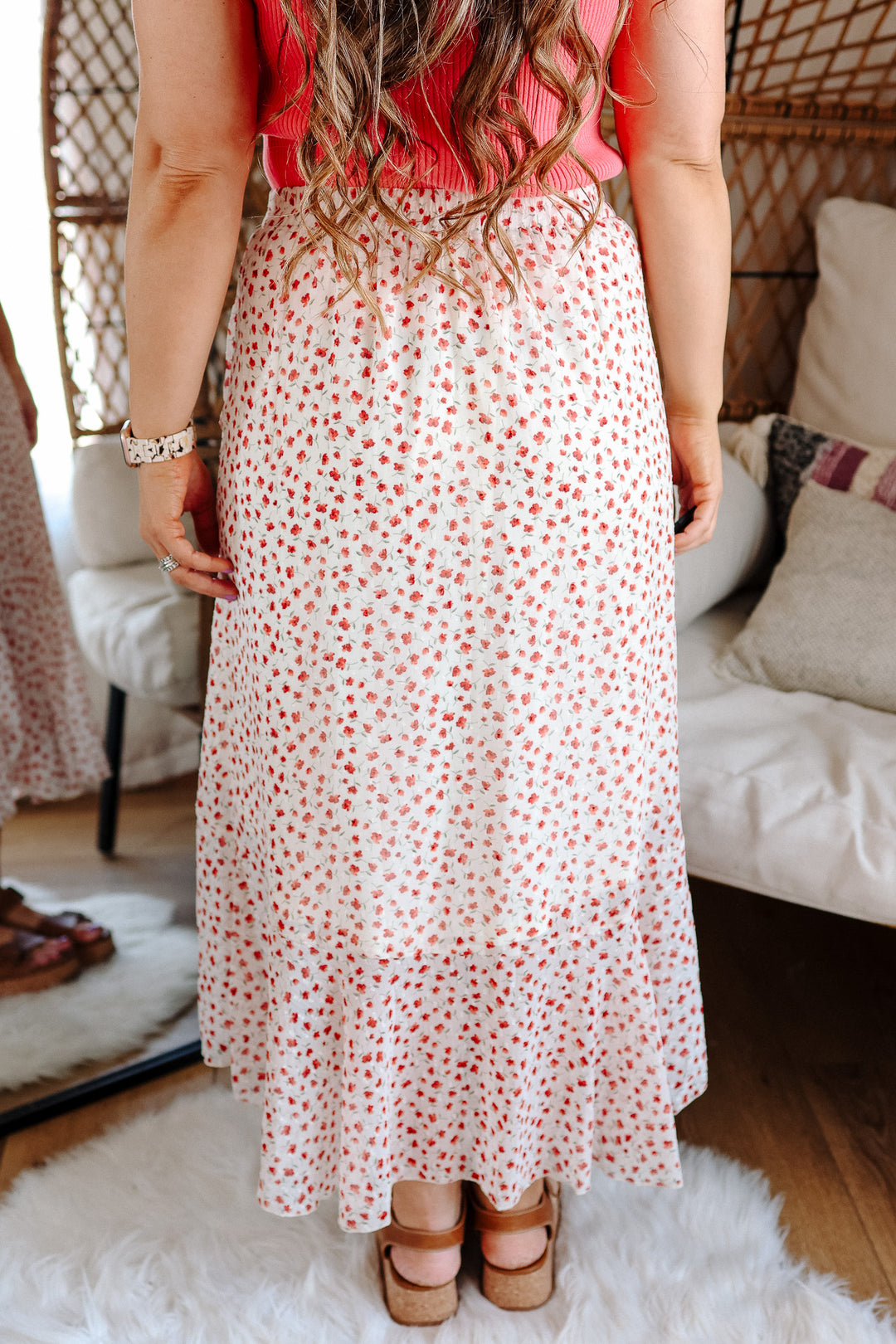 Grace Tie Waist Floral Tulip Hem Skirt