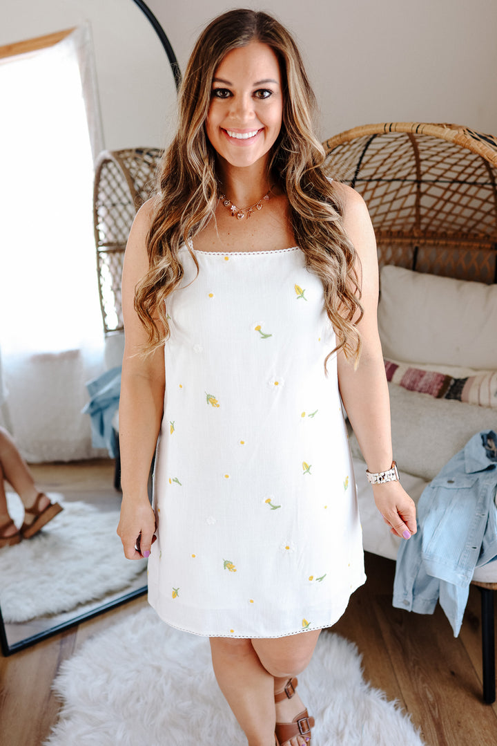 Ella Daisy Embroidered Jumper Dress