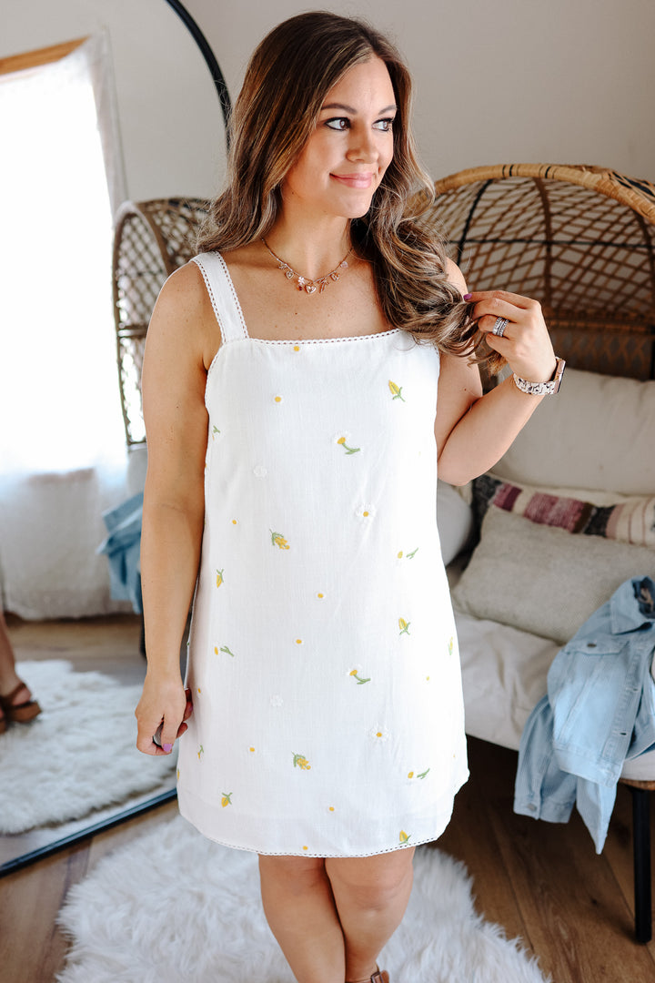 Ella Daisy Embroidered Jumper Dress