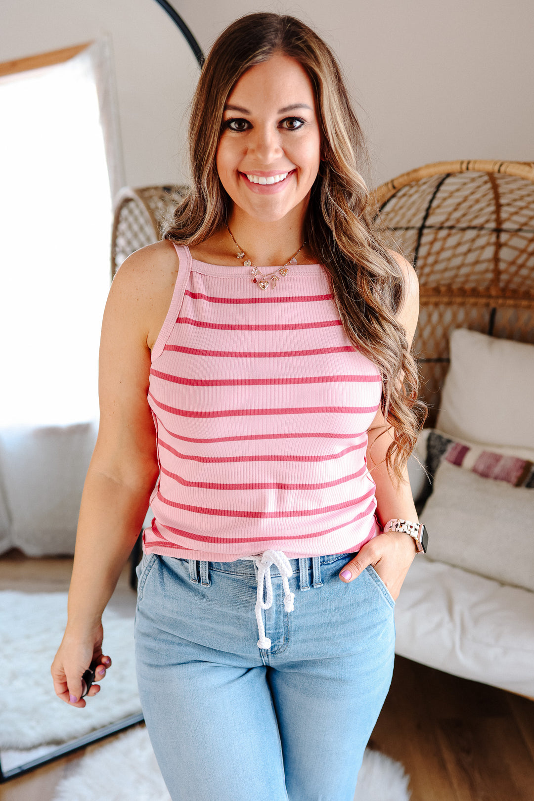 Monroe Striped Knit Tank Top