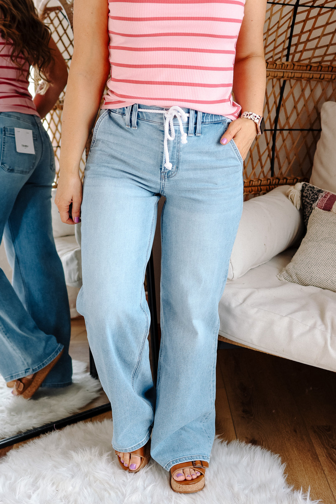 VERVET: Koda Elastic Waistband Drawstring Jeans