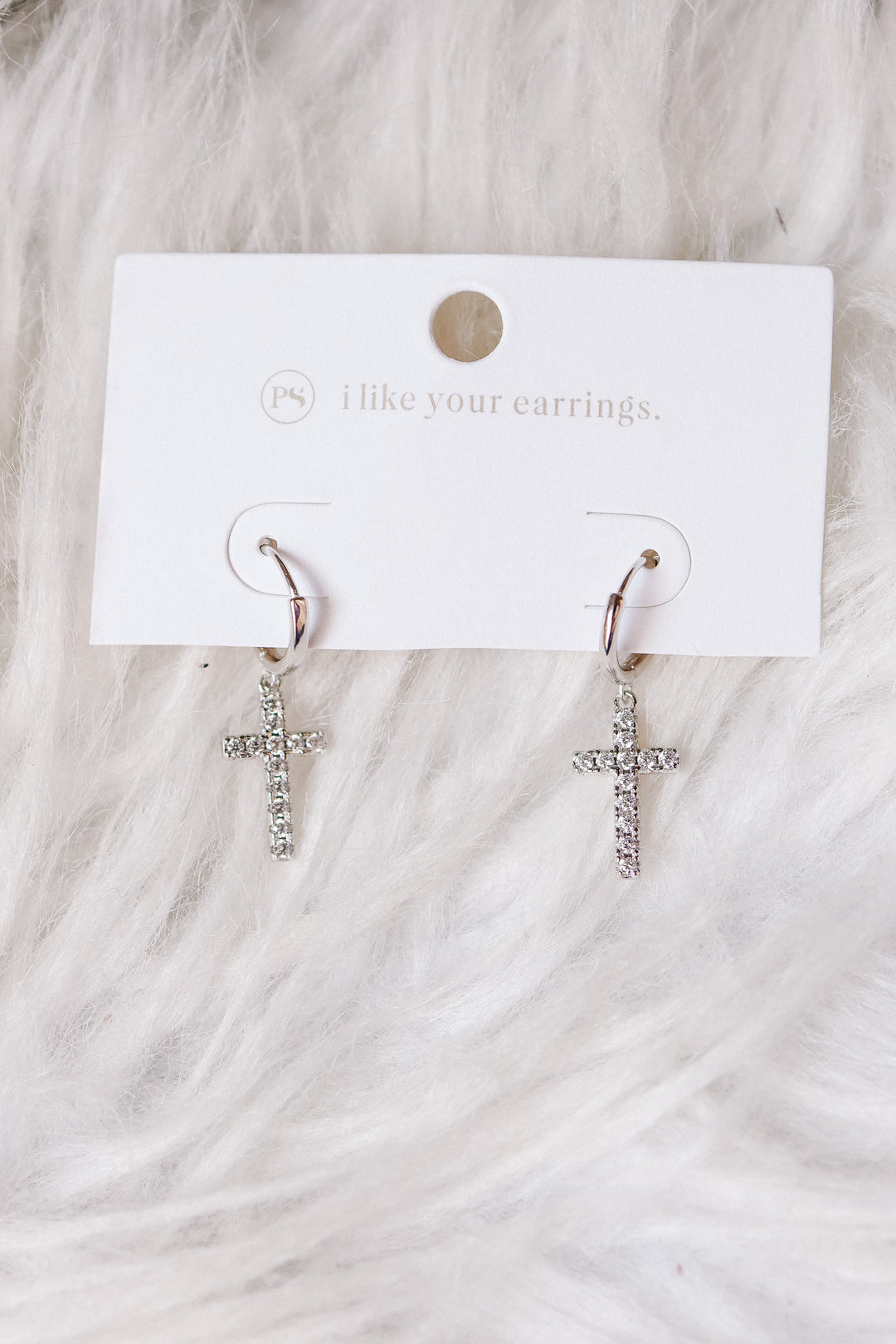 Taryn Diamond Cross Earrings - Silver