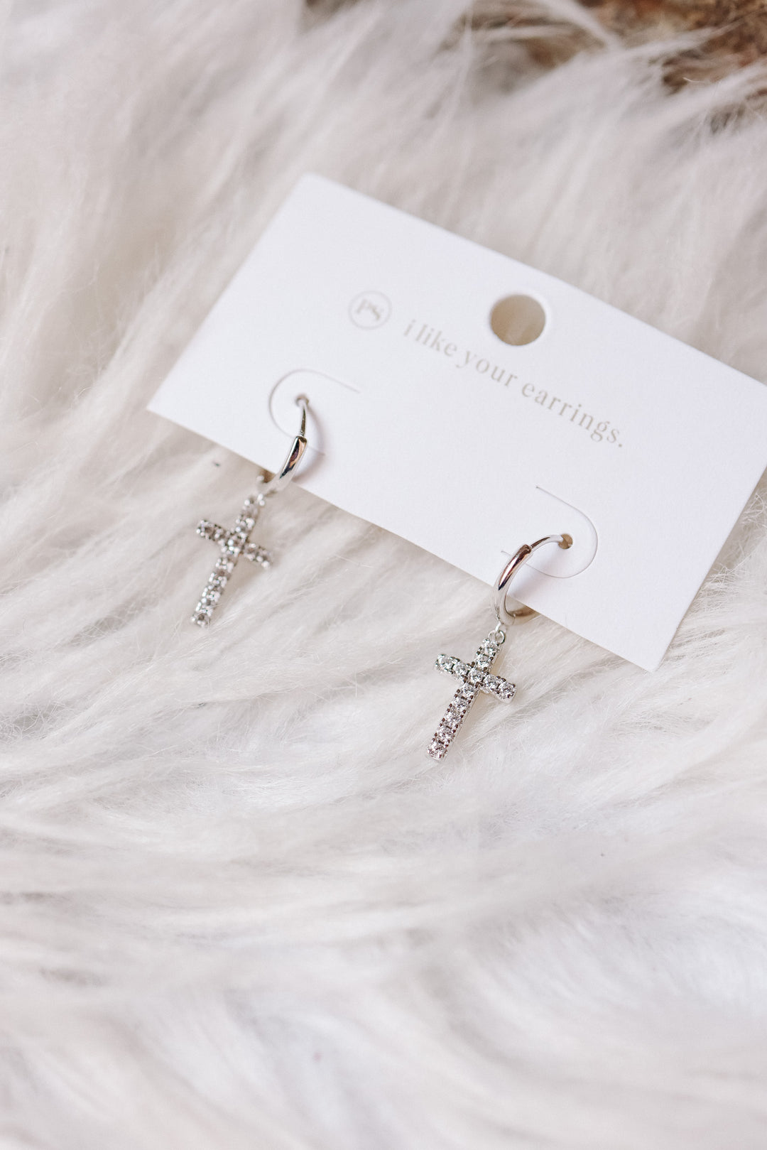 Taryn Diamond Cross Earrings - Silver