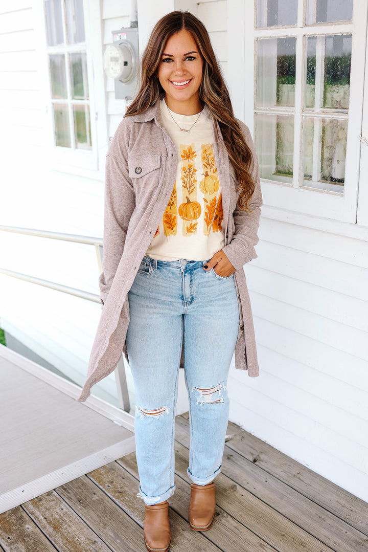 Rita Brushed Long Line Shacket - Mocha