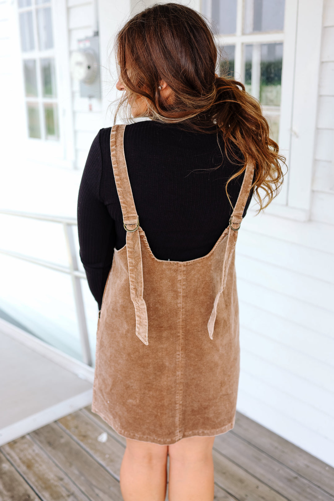 Brynn Corduroy Overall Dress - Taupe