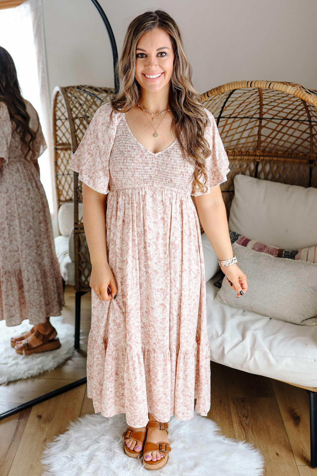 Ayla Flutter Sleeve Floral Dress