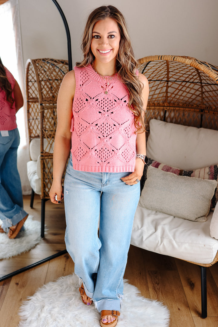 Alora Ribbon Tie Crochet Tank Top