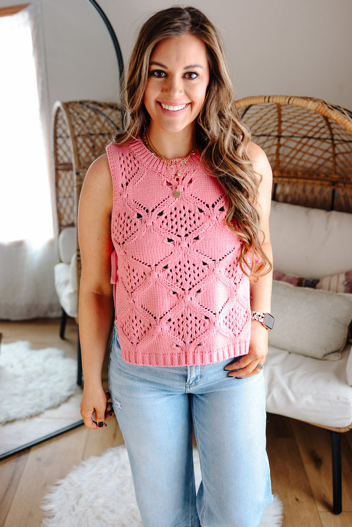 Alora Ribbon Tie Crochet Tank Top