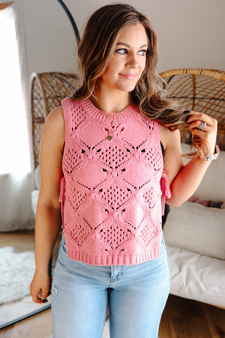 Alora Ribbon Tie Crochet Tank Top