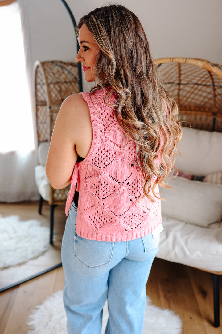 Alora Ribbon Tie Crochet Tank Top