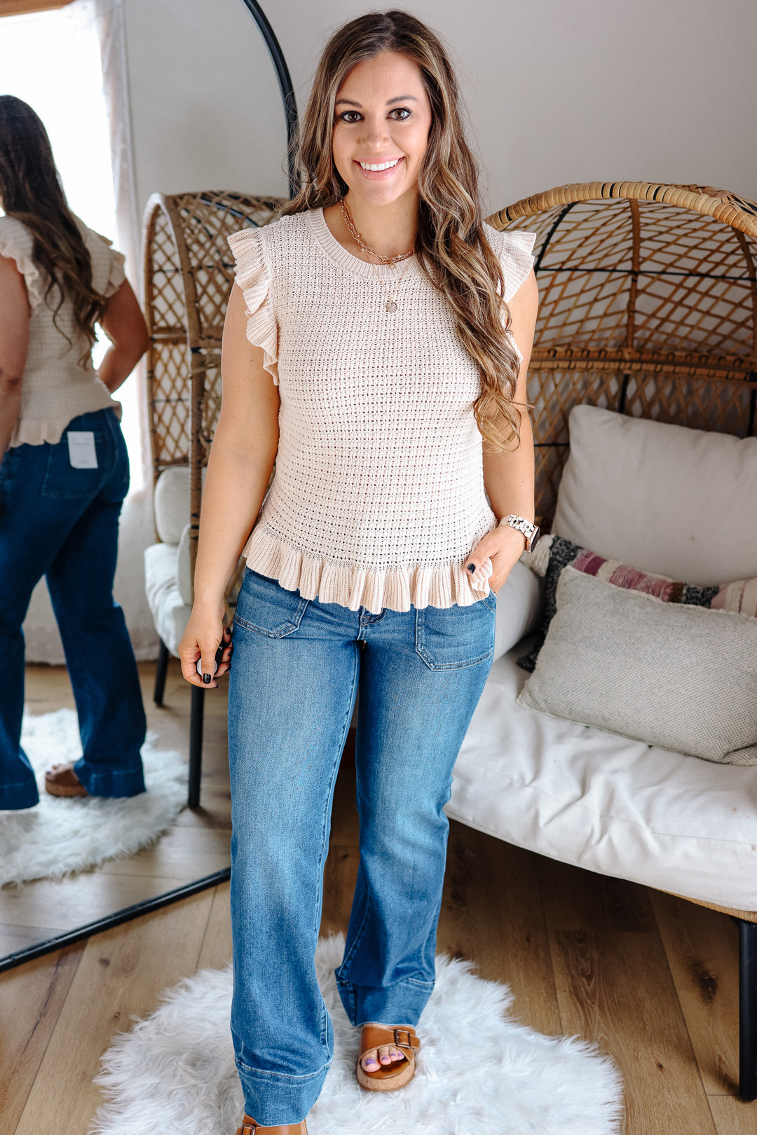 Callan Ruffle Sleeve Sweater Tank