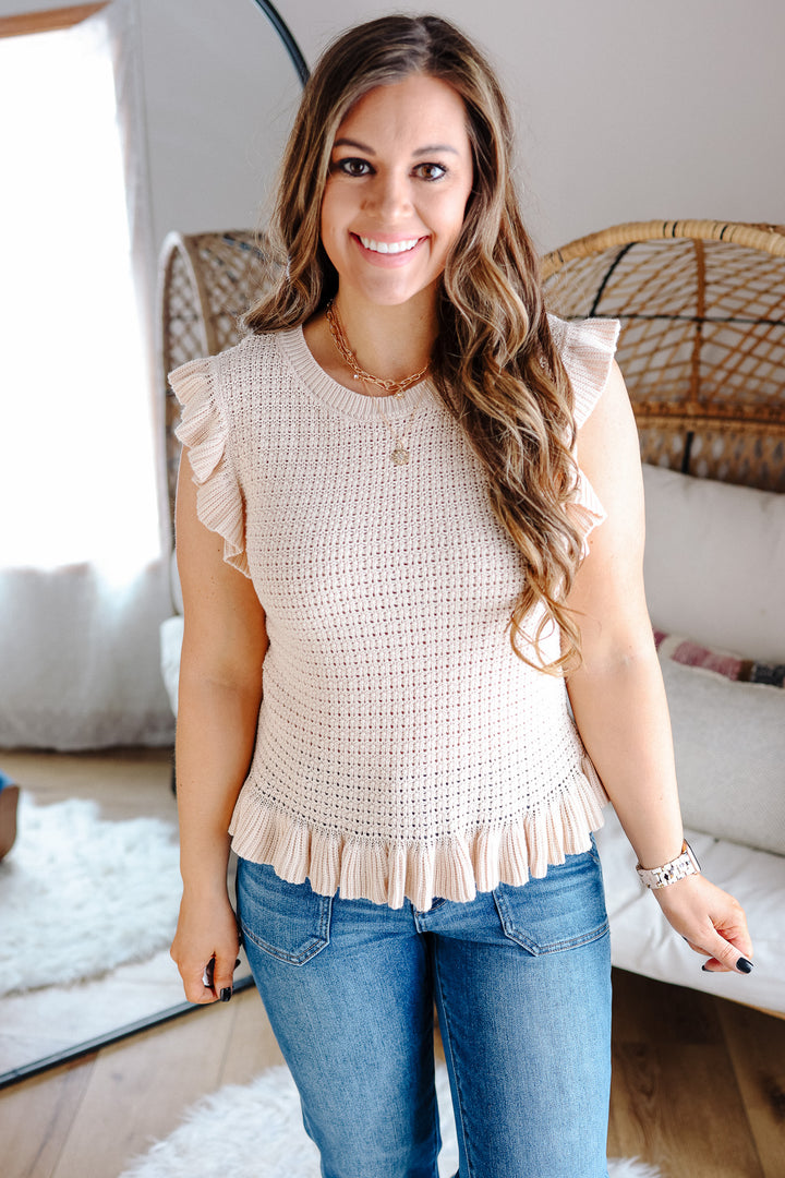 Callan Ruffle Sleeve Sweater Tank