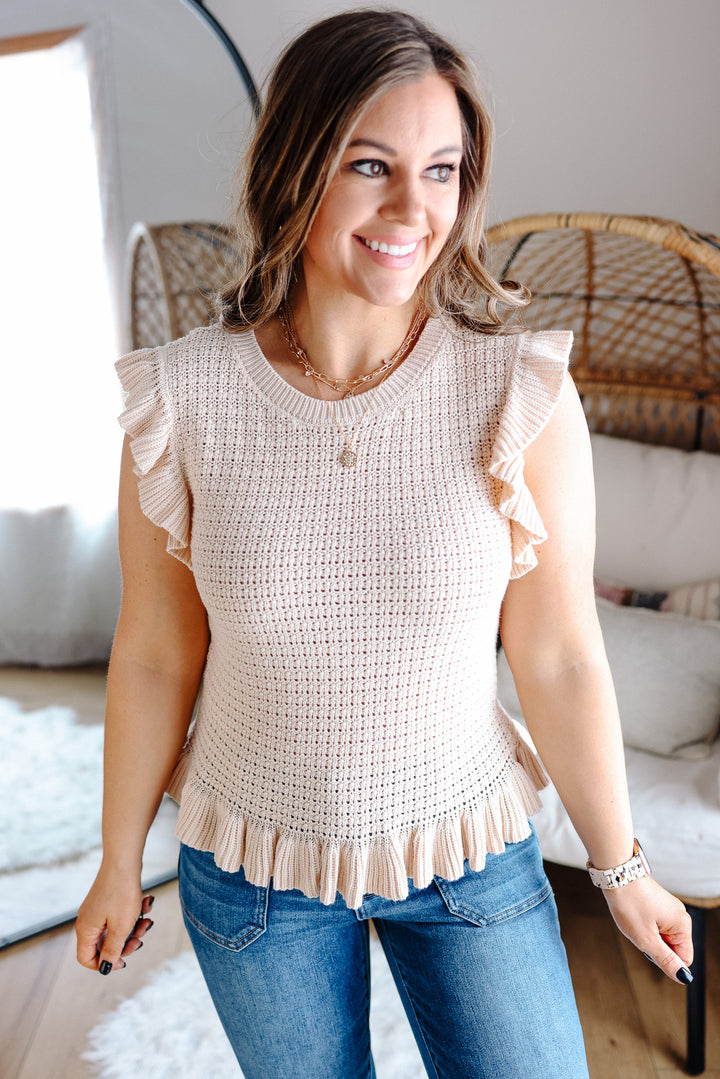 Callan Ruffle Sleeve Sweater Tank