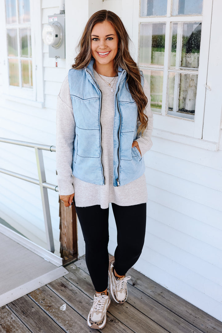 Luca Denim Puffer Vest