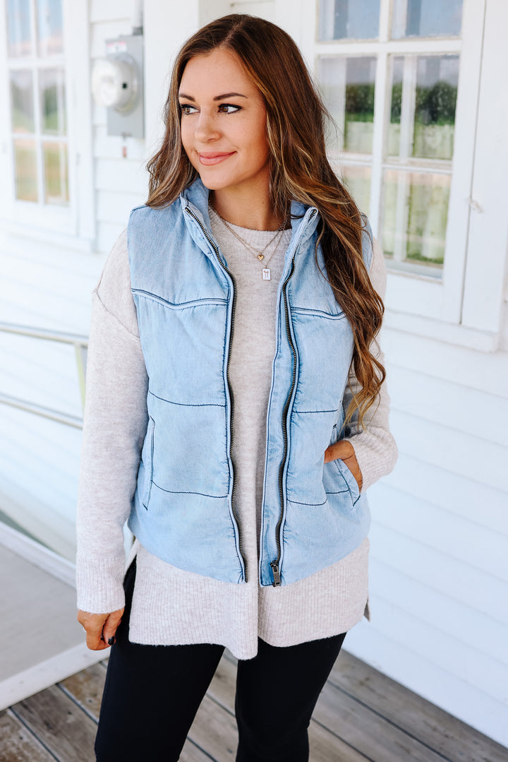 Luca Denim Puffer Vest
