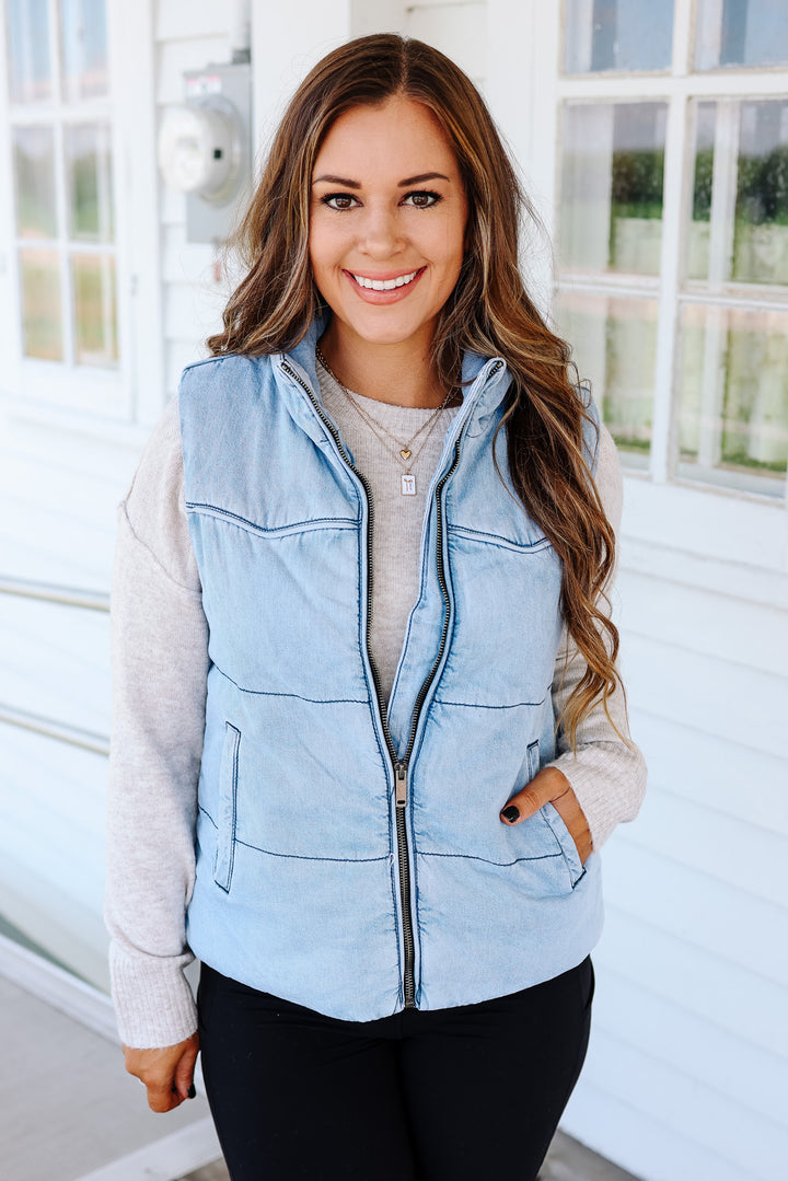 Luca Denim Puffer Vest