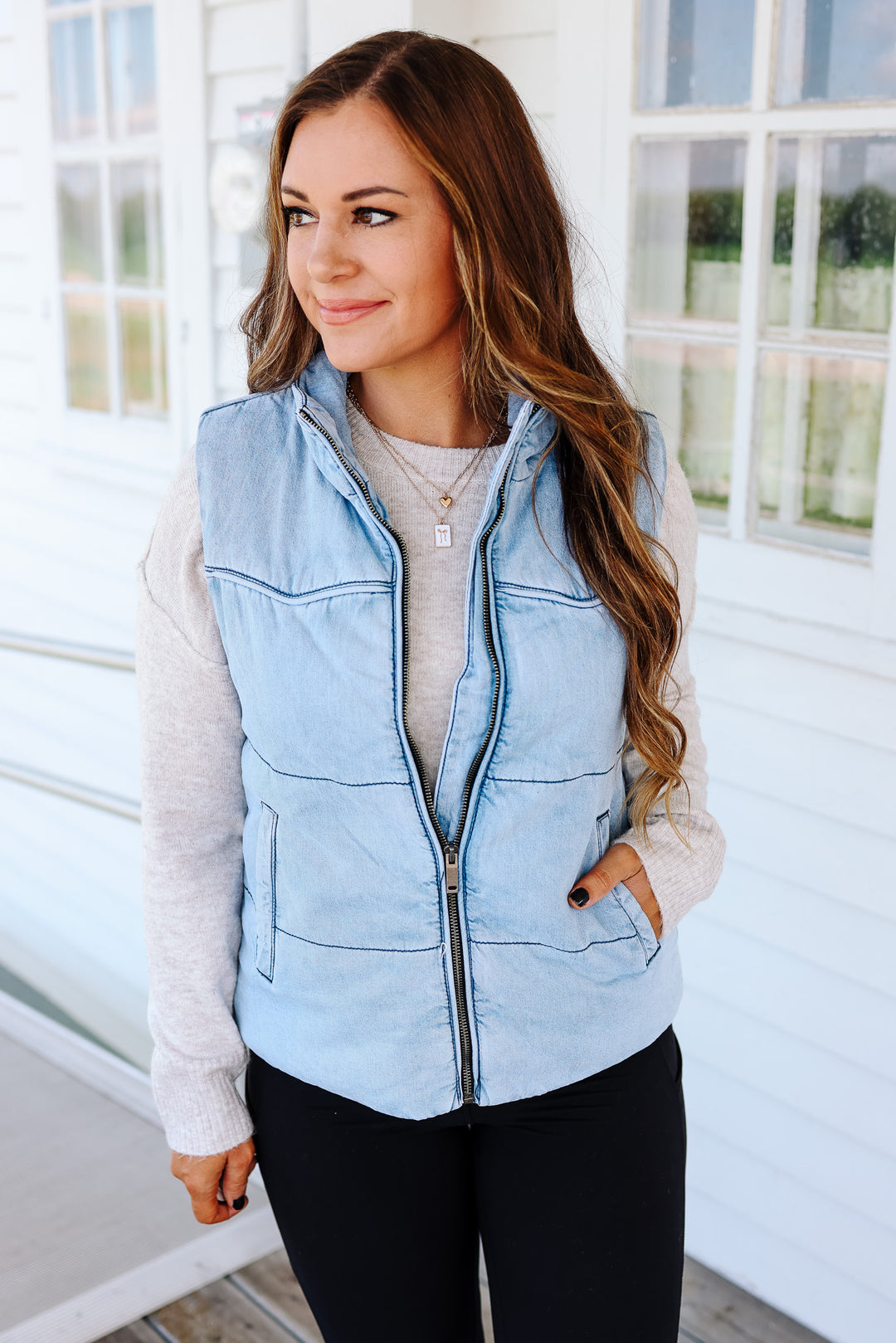 Luca Denim Puffer Vest