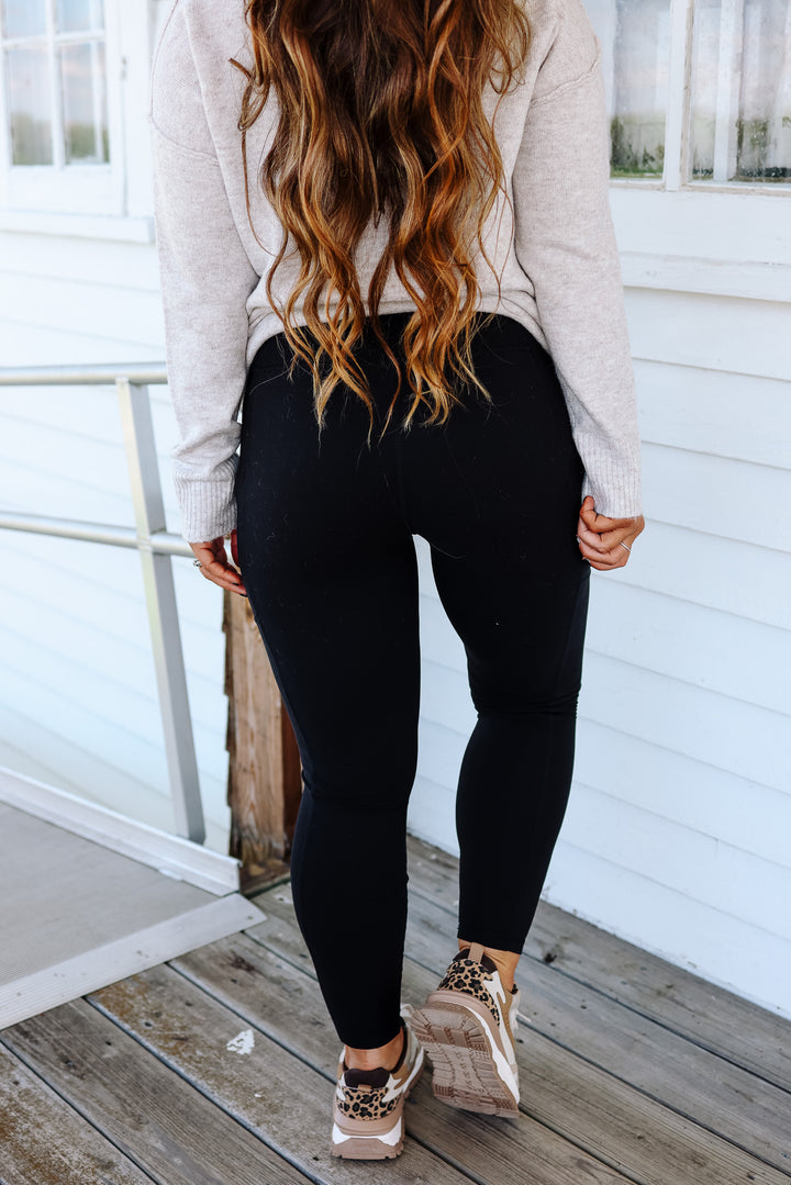 Butter Basic Leggings With Pockets - Black