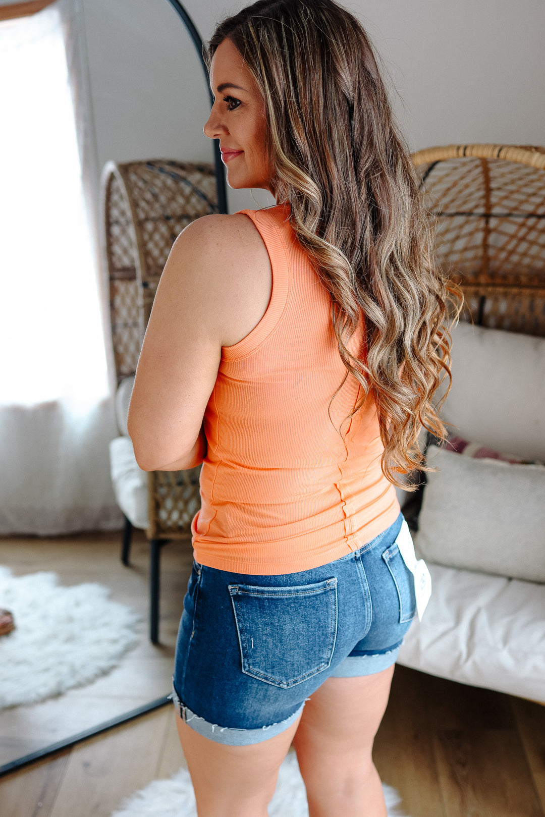 Raya Ribbed Tank - Coral
