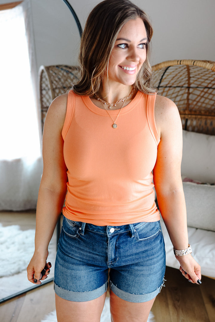 Raya Ribbed Tank - Coral