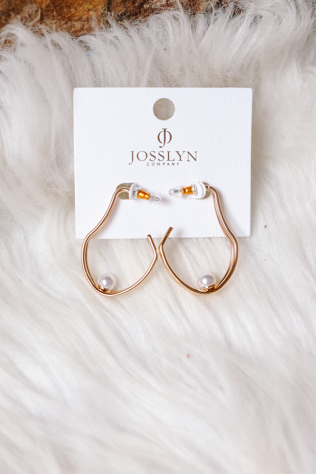 Gold-Tone Double Wave Pearl Hoop Earrings