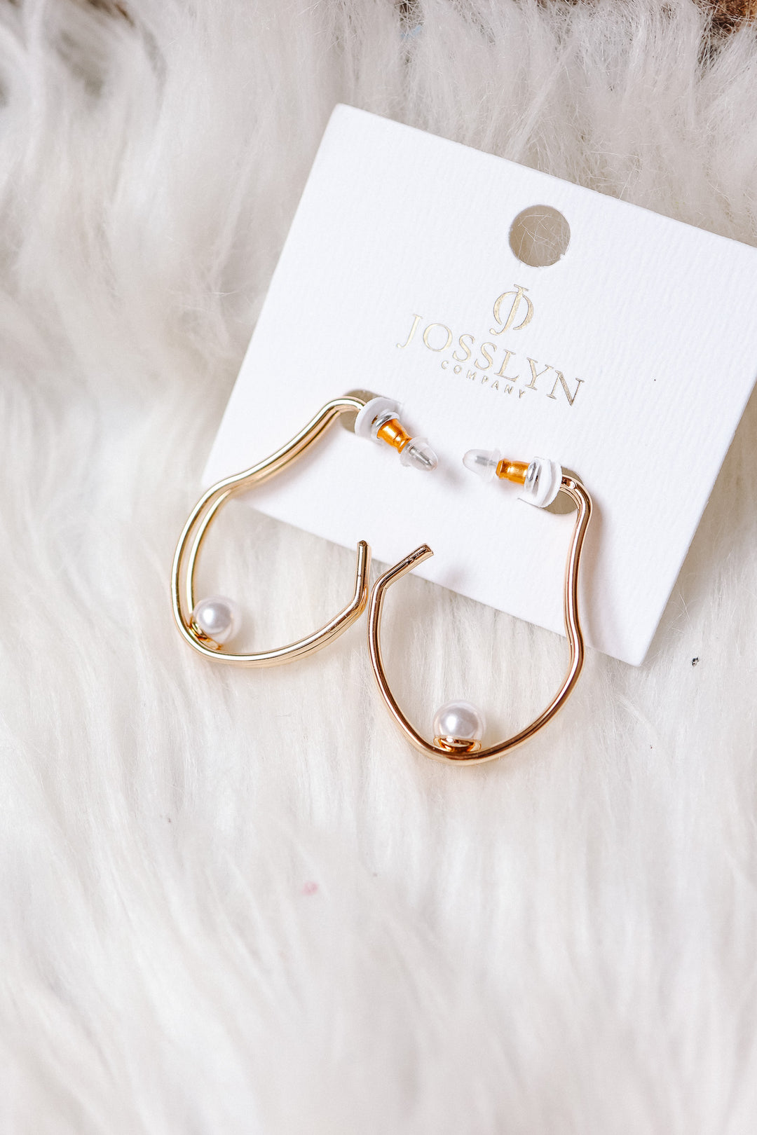 Gold-Tone Double Wave Pearl Hoop Earrings
