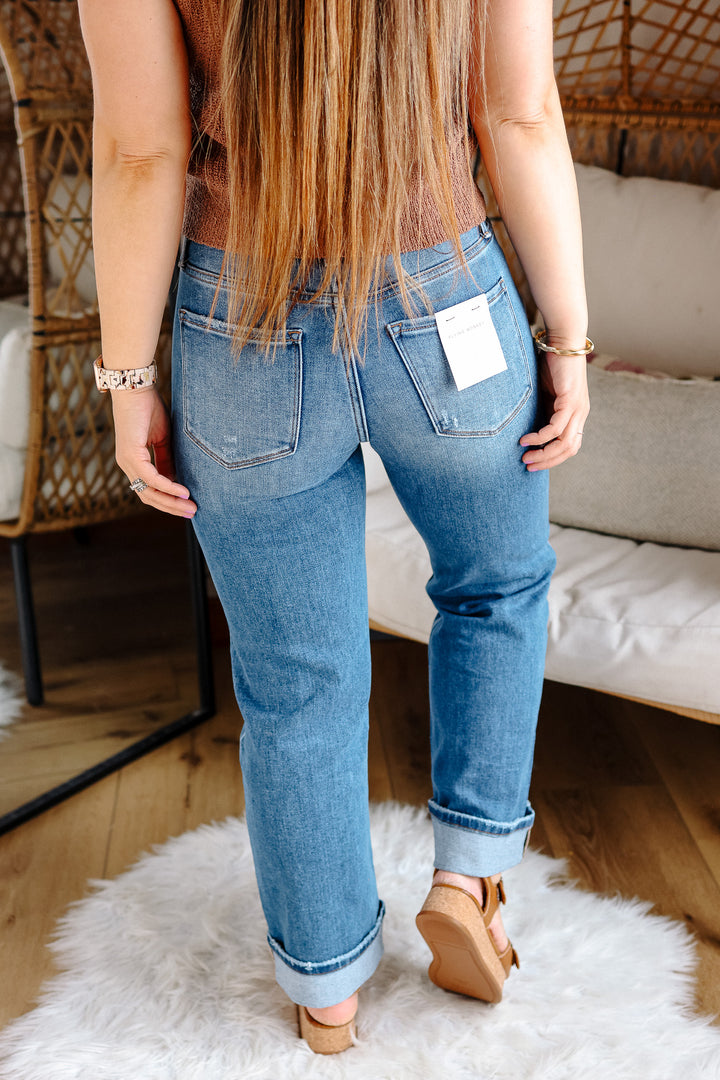 FLYING MONKEY: Dune Highrise Cuffed Jeans