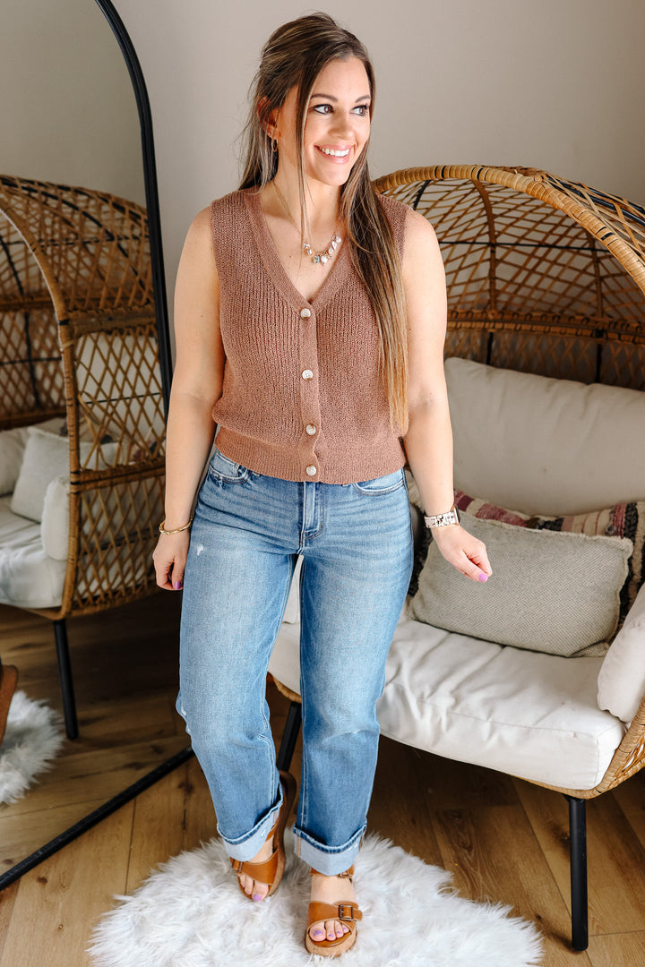 FLYING MONKEY: Dune Highrise Cuffed Jeans