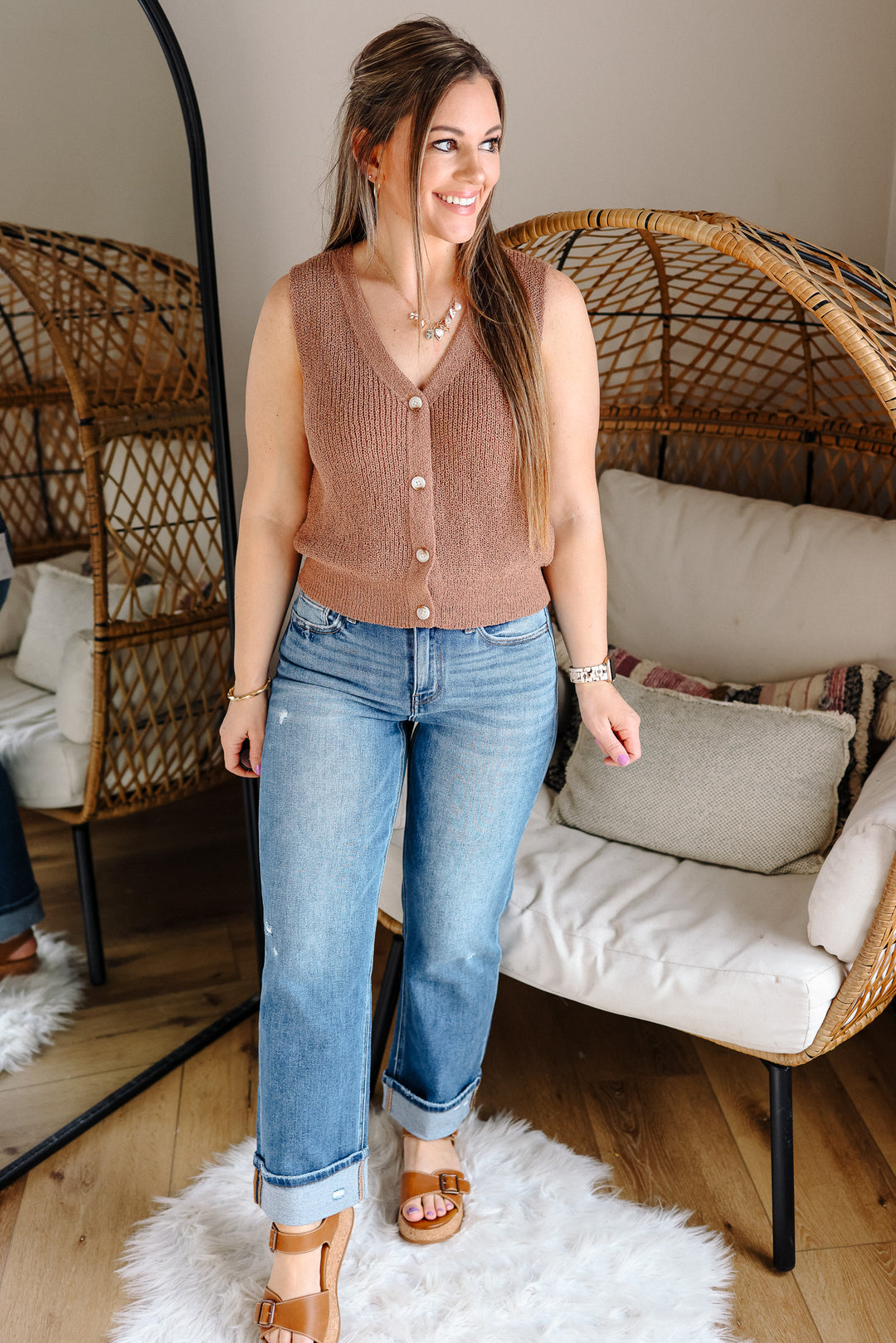 FLYING MONKEY: Dune Highrise Cuffed Jeans