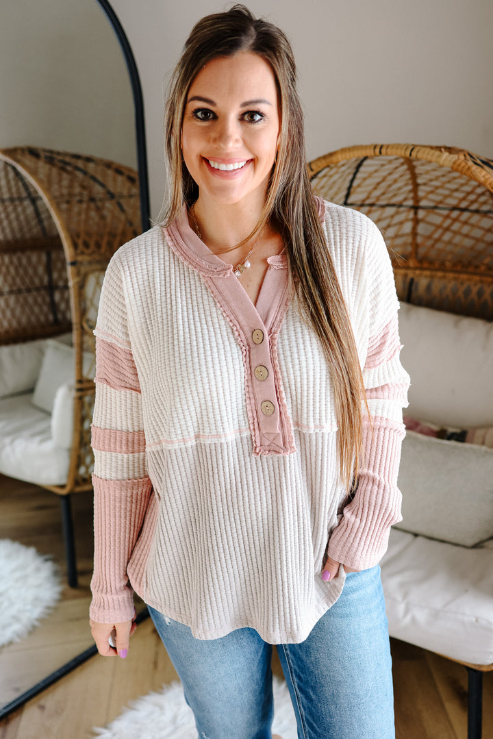 Livia Colorblock Waffle Top