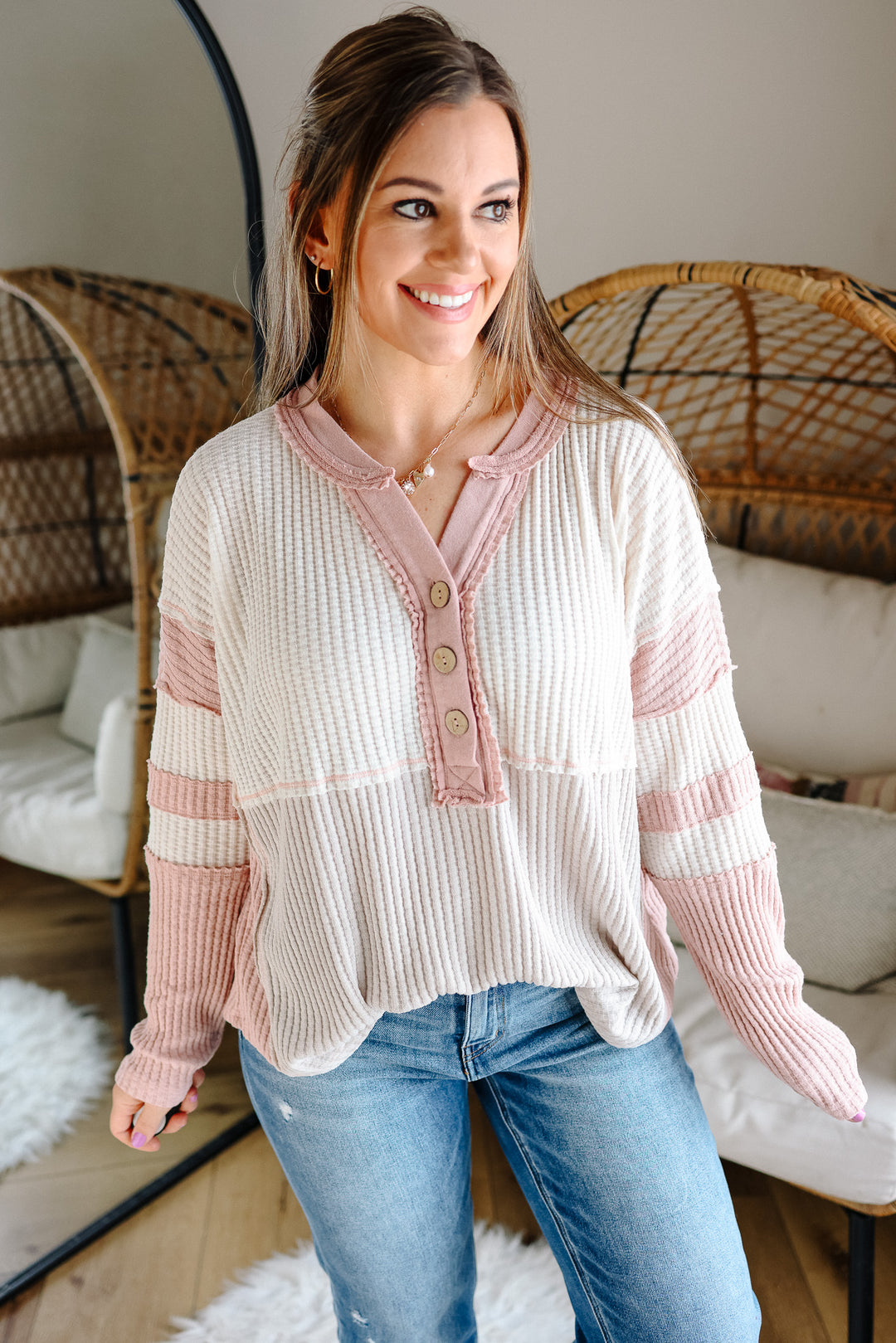 Livia Colorblock Waffle Top