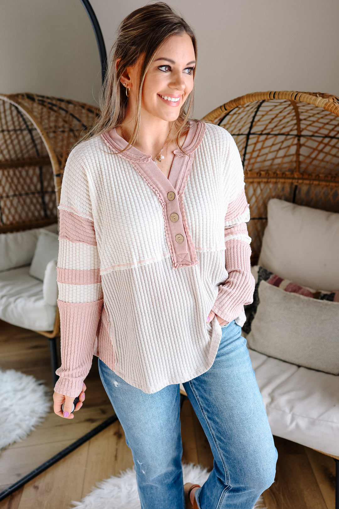 Livia Colorblock Waffle Top