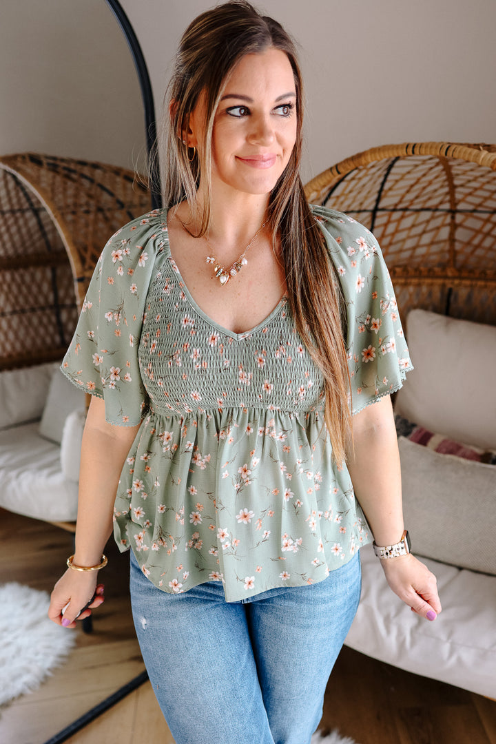 Ayla Flutter Sleeve Peplum Top
