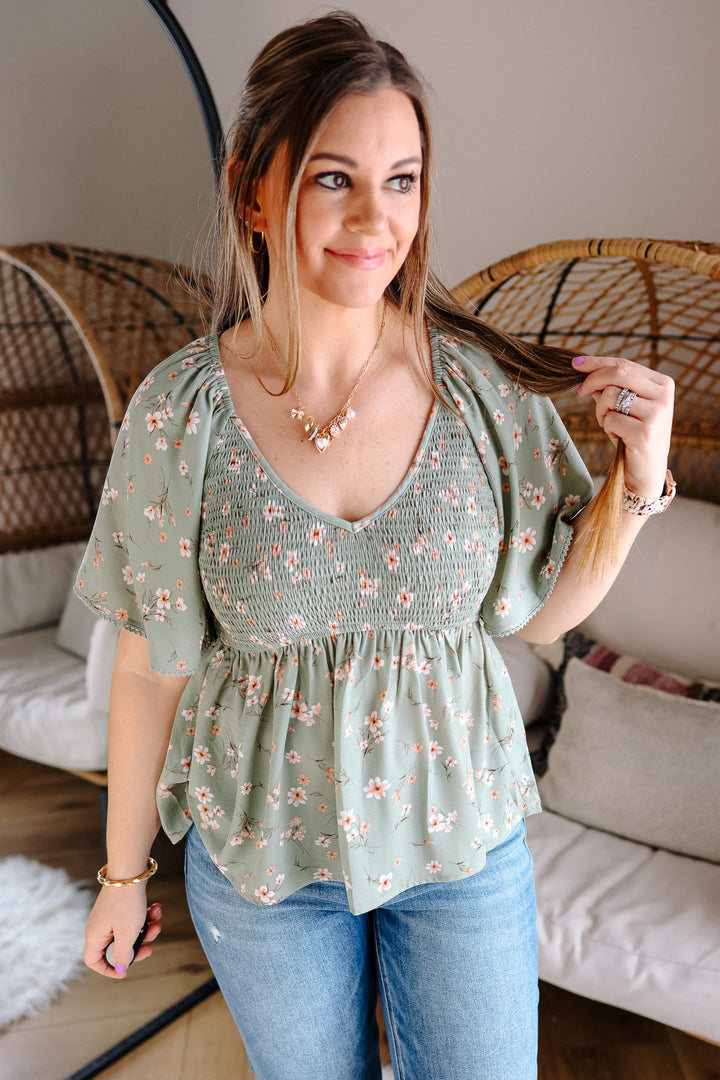 Ayla Flutter Sleeve Peplum Top