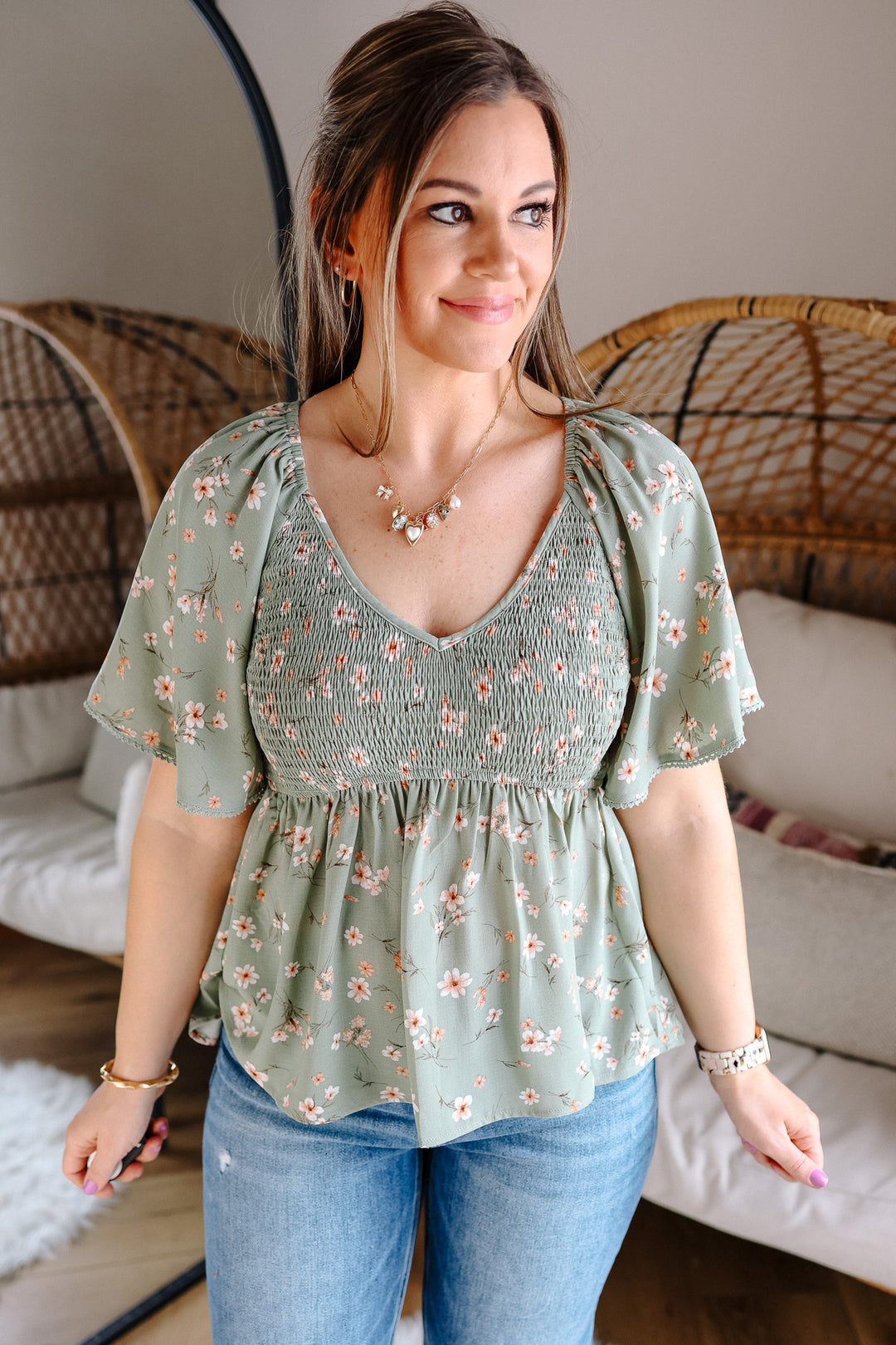Ayla Flutter Sleeve Peplum Top
