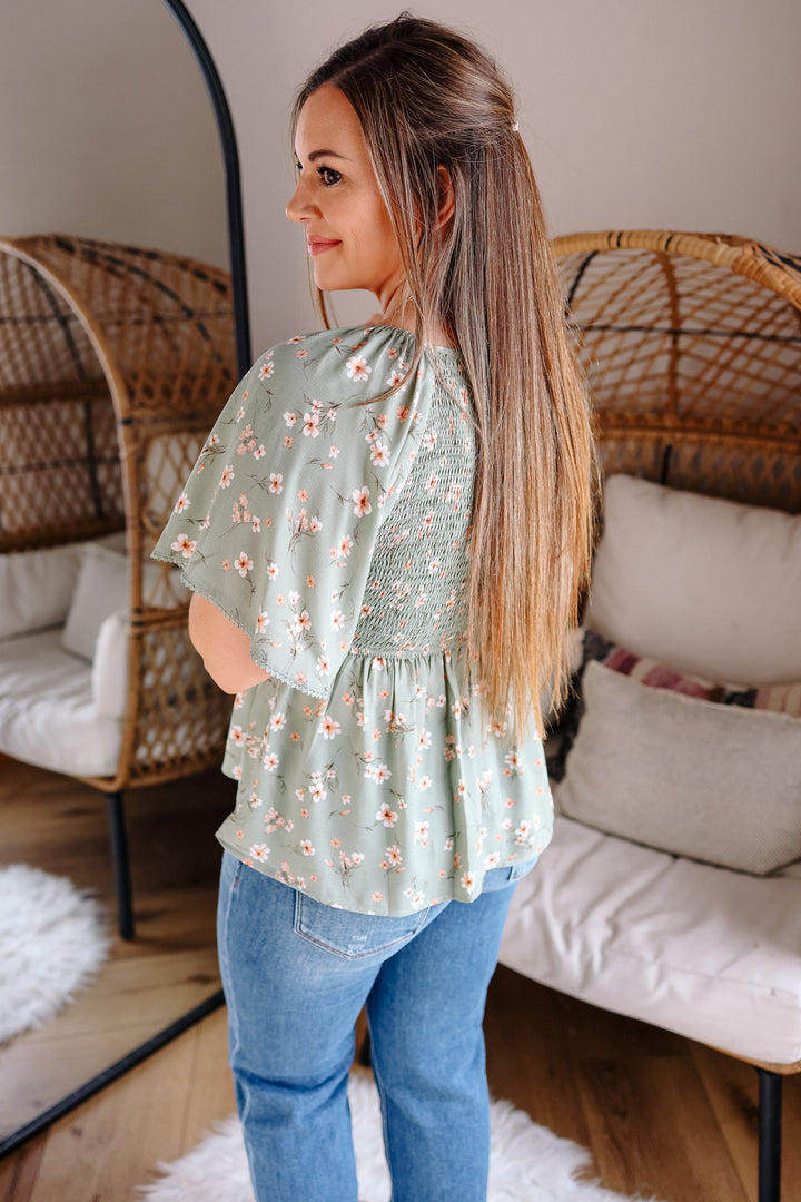 Ayla Flutter Sleeve Peplum Top