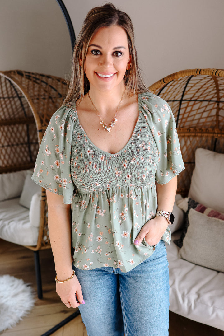 Ayla Flutter Sleeve Peplum Top